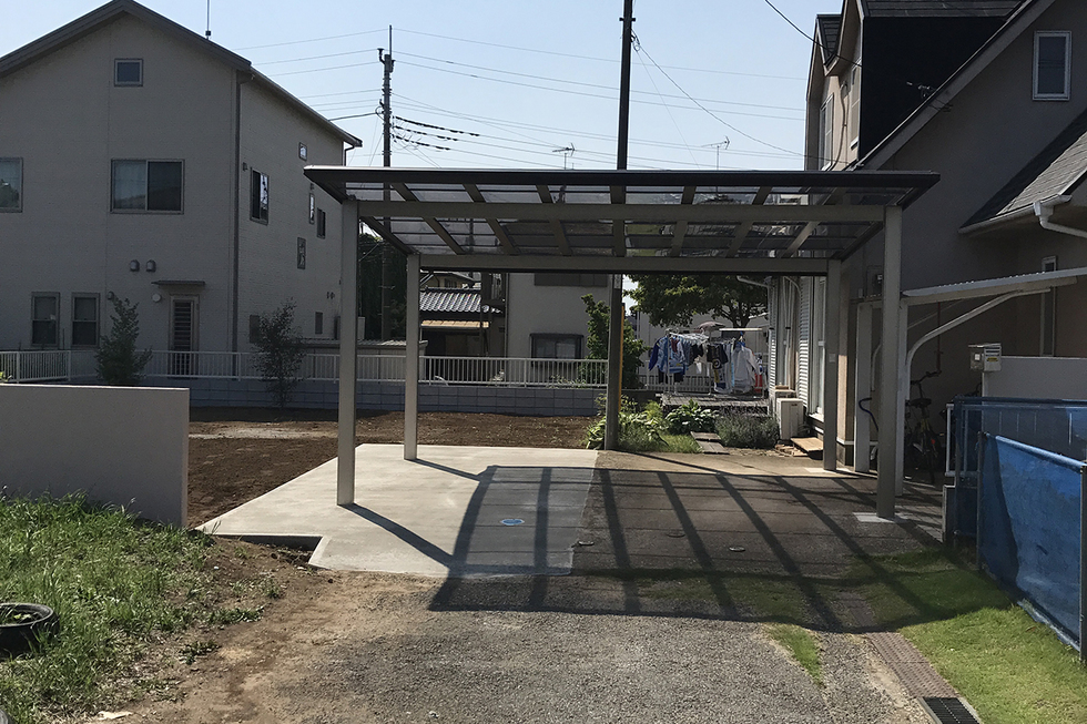 冨里市 O様 ガーデニングのための庭造りとカーポート設置のエクステリアリフォーム
