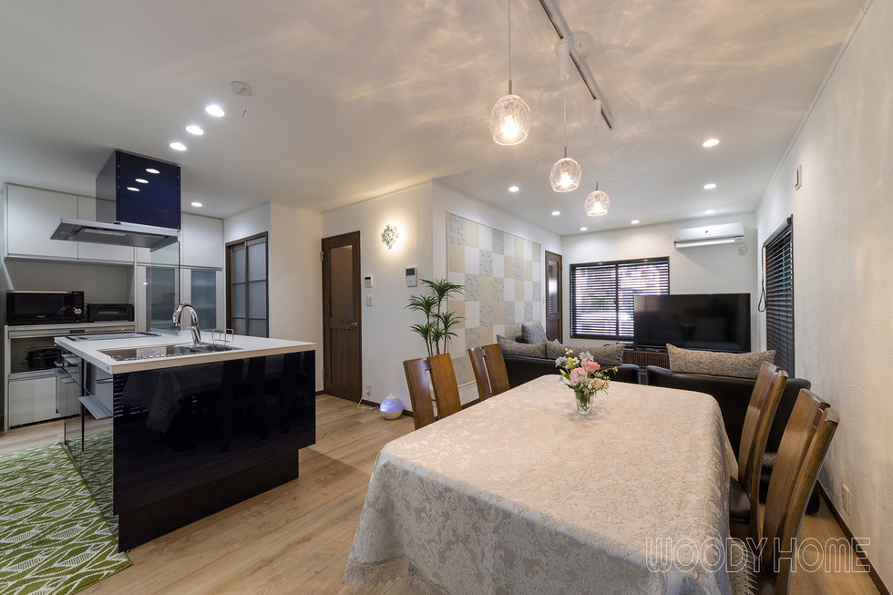 千葉のリフォーム リノベーション リフォーム施工事例 成田市 間取り変更とリノベーションでアイランドキッチンのldkにした鉄骨住宅の家