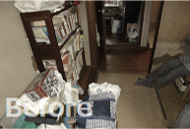 家具・収納が多く圧迫感があり暗く感じる和室