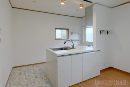 戸建住宅の台所をペニンシュラ型に設置したシステムキッチンリフォーム