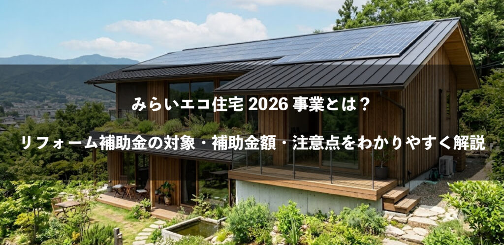 みらいエコ住宅2026事業とは？リフォーム補助金の対象・補助金額・注意点をわかりやすく解説